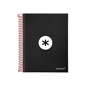 LIDERPAPEL Antartik Cuaderno, espiral, A5 microperforado, tapa forrada, 120 hojas, 90 gr, liso, 5 bandas, 6 taladros, color negro LIDERPAPEL Antartik Cuaderno, espiral, A5 microperforado, tapa forrada, 120 hojas, 90 gr, liso, 5 bandas, 6 taladros, color negro