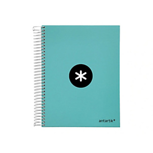 LIDERPAPEL Antartik Cuaderno, espiral, A5 microperforado, tapa forrada, 120 hojas, 90 gr, rayado horizontal, 6 bandas, 4 taladros, color menta LIDERPAPEL Antartik Cuaderno, espiral, A5 microperforado, tapa forrada, 120 hojas, 90 gr, rayado horizontal, 6 bandas, 4 taladros, color menta