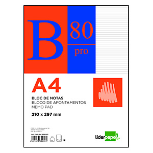 liderpapel Bloc con tapa, A4, rayado, 80 hojas, cubierta cartulina liderpapel Bloc con tapa, A4, rayado, 80 hojas, cubierta cartulina