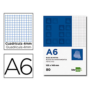 liderpapel Bloc con tapa, A6, cuadriculado, 80 hojas, cubierta cartoncillo liderpapel Bloc con tapa, A6, cuadriculado, 80 hojas, cubierta cartoncillo
