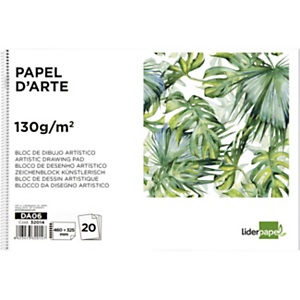 LIDERPAPEL Bloc dibujo artistico, espiral, 460 x 325 mm 20 hojas, 130 g/m² sin recuadro perforado LIDERPAPEL Bloc dibujo artistico, espiral, 460 x 325 mm 20 hojas, 130 g/m² sin recuadro perforado