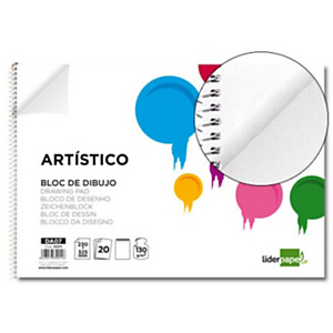 liderpapel Bloc de dibujo liso 20 hojas 130 g/m² Folio apaisado