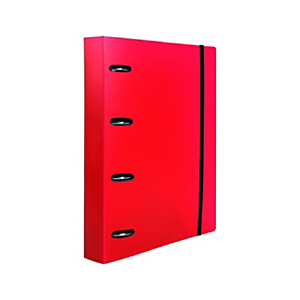 LIDERPAPEL Carpeta de 4 anillas 25 mm con recambio, A4, cuadricula 5 mm, 100 hojas, 80 gr, polipropileno, 40 mm rojo translúcido LIDERPAPEL Carpeta de 4 anillas 25 mm con recambio, A4, cuadricula 5 mm, 100 hojas, 80 gr, polipropileno, 40 mm rojo translúcido
