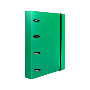 LIDERPAPEL Carpeta de 4 anillas 25 mm con recambio, A4, cuadricula 5 mm, 100 hojas, 80 gr, polipropileno, 40 mm verde translúcido LIDERPAPEL Carpeta de 4 anillas 25 mm con recambio, A4, cuadricula 5 mm, 100 hojas, 80 gr, polipropileno, 40 mm verde translúcido