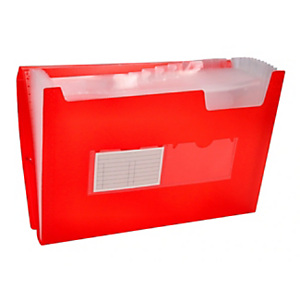 LIDERPAPEL Carpeta clasificador con fuelle, polipropileno A4 Roja transparente 13 departamentos LIDERPAPEL Carpeta clasificador con fuelle, polipropileno A4 Roja transparente 13 departamentos