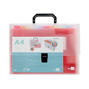 LIDERPAPEL Carpeta clasificador con fuelle, polipropileno A4 transparente, con asa, Spectrafile 26 departamentos LIDERPAPEL Carpeta clasificador con fuelle, polipropileno A4 transparente, con asa, Spectrafile 26 departamentos