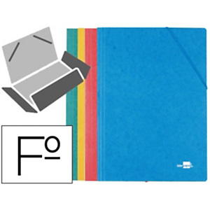 LIDERPAPEL Carpeta de gomas, Folio, 3 solapas, cartón simil prespan, pack de 4 unidades, colores surtidos LIDERPAPEL Carpeta de gomas, Folio, 3 solapas, cartón simil prespan, pack de 4 unidades, colores surtidos