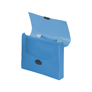 LIDERPAPEL Carpeta portadocumentos, broche, de polipropileno, A4 azul transparente con asa LIDERPAPEL Carpeta portadocumentos, broche, de polipropileno, A4 azul transparente con asa