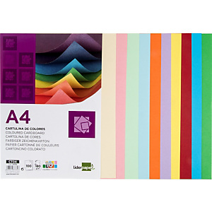 liderpapel Cartulina de colores A4 180 gr 10 colores 100 hojas