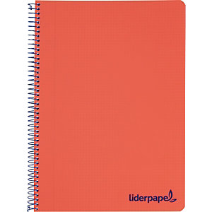 liderpapel Cuaderno, A4, cuadriculado, 120 hojas, cubierta polipropileno, rojo