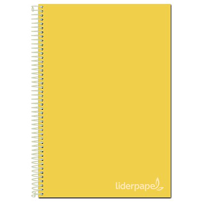 liderpapel Cuaderno, A4, cuadriculado, 140 hojas, cubierta dura cartón forrado con papel estucado mate, amarillo