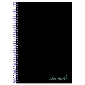 liderpapel Cuaderno, A4, cuadriculado, 140 hojas, cubierta dura cartón forrado con papel estucado mate, negro