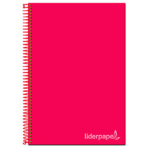 liderpapel Cuaderno, A4, cuadriculado, 140 hojas, cubierta dura cartón forrado con papel estucado mate, rojo