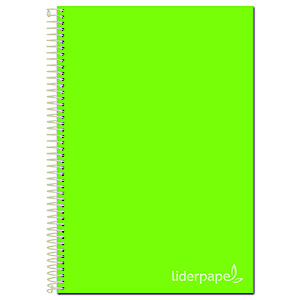 liderpapel Cuaderno, A4, cuadriculado, 140 hojas, cubierta dura cartón forrado con papel estucado mate, verde