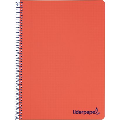 liderpapel Cuaderno, A5, cuadriculado, 120 hojas, cubierta de plástico, rojo