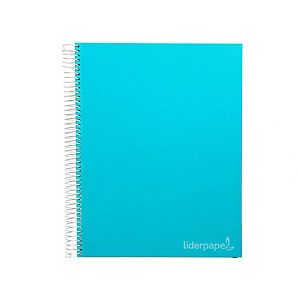 LIDERPAPEL Cuaderno, espiral, A4, micro, tapa forrada, 140 hojas, 75 gr, cuadriculado 5 x 5 mm, 5 bandas, 4 taladros, celeste LIDERPAPEL Cuaderno, espiral, A4, micro, tapa forrada, 140 hojas, 75 gr, cuadriculado 5 x 5 mm, 5 bandas, 4 taladros, celeste