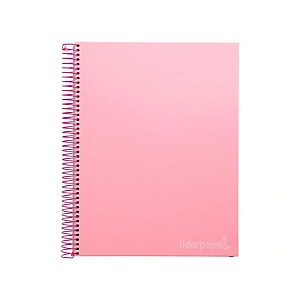 LIDERPAPEL Cuaderno, espiral, A4, micro, tapa forrada, 140 hojas, 75 gr, cuadriculado 5 x 5 mm, 5 bandas, 4 taladros, rosa LIDERPAPEL Cuaderno, espiral, A4, micro, tapa forrada, 140 hojas, 75 gr, cuadriculado 5 x 5 mm, 5 bandas, 4 taladros, rosa