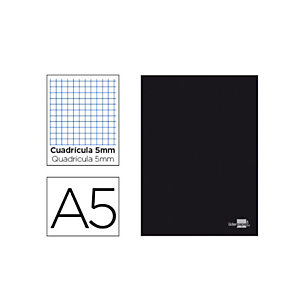 liderpapel Cuaderno grapado, A5, cuadriculado, 80 hojas, cubierta blanda cartón plastificado, negro