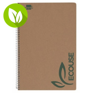 Liderpapel Ecouse, Cuaderno de espiral, Folio, cuadriculado, papel reciclado, tapa de cartulina, 80 hojas Liderpapel Ecouse, Cuaderno de espiral, Folio, cuadriculado, papel reciclado, tapa de cartulina, 80 hojas