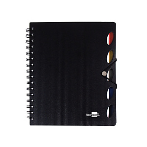 LIDERPAPEL Executive Cuaderno, espiral, A5, micro, tapa de plástico, 100 hojas, 80 gr, cuadriculado 5 x 5 mm, 5 separadores, con gomilla, negro LIDERPAPEL Executive Cuaderno, espiral, A5, micro, tapa de plástico, 100 hojas, 80 gr, cuadriculado 5 x 5 mm, 5 separadores, con gomilla, negro
