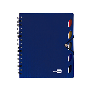 LIDERPAPEL Executive Cuaderno, espiral, A5, micro, tapa de plástico, 100 hojas, 80 gr, cuadriculado 5 x 5 mm, 5 sepraradores, con gomilla, azul LIDERPAPEL Executive Cuaderno, espiral, A5, micro, tapa de plástico, 100 hojas, 80 gr, cuadriculado 5 x 5 mm, 5 sepraradores, con gomilla, azul