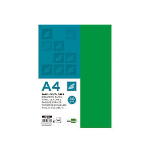liderpapel Papel de Colores A4 80 g/m2 100h Verde Intenso liderpapel Papel de Colores A4 80 g/m2 100h Verde Intenso
