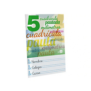 LIDERPAPEL Pautaguía Cuaderno, espiral, A5, tapa de cartoncillo, 32 hojas, 70 gr, cuadriculado pautado 5 mm, colores surtidos LIDERPAPEL Pautaguía Cuaderno, espiral, A5, tapa de cartoncillo, 32 hojas, 70 gr, cuadriculado pautado 5 mm, colores surtidos