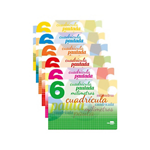 LIDERPAPEL Pautaguía Cuaderno, espiral, A5, tapa de cartoncillo, 32 hojas, 70 gr, cuadriculado pautado 6 mm, Apaisado, colores surtidos LIDERPAPEL Pautaguía Cuaderno, espiral, A5, tapa de cartoncillo, 32 hojas, 70 gr, cuadriculado pautado 6 mm, Apaisado, colores surtidos