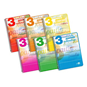LIDERPAPEL Pautaguía Cuaderno, espiral, Cuarto, tapa blanda, 40 hojas, 75 gr, cuadro pautado 3 mm, con margen, colores surtidos LIDERPAPEL Pautaguía Cuaderno, espiral, Cuarto, tapa blanda, 40 hojas, 75 gr, cuadro pautado 3 mm, con margen, colores surtidos