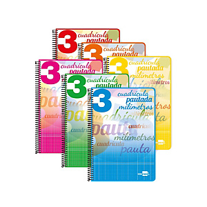 LIDERPAPEL Pautaguía Cuaderno, espiral, Cuarto, tapa dura, 80 hojas, 75 gr, cuadro pautado 3 mm, con margen, colores surtidos LIDERPAPEL Pautaguía Cuaderno, espiral, Cuarto, tapa dura, 80 hojas, 75 gr, cuadro pautado 3 mm, con margen, colores surtidos