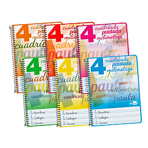 LIDERPAPEL Pautaguía Cuaderno, espiral, Cuarto, tapa dura, 80 hojas, 75 gr, cuadro pautado 4 mm, con margen, colores surtidos LIDERPAPEL Pautaguía Cuaderno, espiral, Cuarto, tapa dura, 80 hojas, 75 gr, cuadro pautado 4 mm, con margen, colores surtidos
