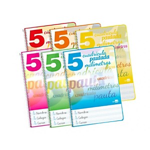 LIDERPAPEL Pautaguía Cuaderno, espiral, Folio, tapa blandaa, 80 hojas, 75 gr, cuadro pautado 5 mm, con margen, colores surtidos LIDERPAPEL Pautaguía Cuaderno, espiral, Folio, tapa blandaa, 80 hojas, 75 gr, cuadro pautado 5 mm, con margen, colores surtidos