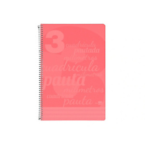 LIDERPAPEL Pautaguía Cuaderno, espiral, Folio, tapa de plástico, 80 hojas, 75 gr, cuadro pautado 3 mm, con margen, rojo LIDERPAPEL Pautaguía Cuaderno, espiral, Folio, tapa de plástico, 80 hojas, 75 gr, cuadro pautado 3 mm, con margen, rojo