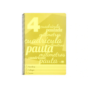 LIDERPAPEL Pautaguía Cuaderno, espiral, Folio, tapa de plástico, 80 hojas, 75 gr, cuadro pautado 4 mm, con margen, amarillo LIDERPAPEL Pautaguía Cuaderno, espiral, Folio, tapa de plástico, 80 hojas, 75 gr, cuadro pautado 4 mm, con margen, amarillo