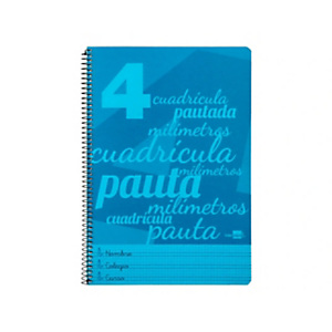 LIDERPAPEL Pautaguía Cuaderno, espiral, Folio, tapa de plástico, 80 hojas, 75 gr, cuadro pautado 4 mm, con margen, azul LIDERPAPEL Pautaguía Cuaderno, espiral, Folio, tapa de plástico, 80 hojas, 75 gr, cuadro pautado 4 mm, con margen, azul