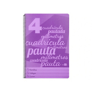 LIDERPAPEL Pautaguía Cuaderno, espiral, Folio, tapa de plástico, 80 hojas, 75 gr, cuadro pautado 4 mm, con margen, violeta LIDERPAPEL Pautaguía Cuaderno, espiral, Folio, tapa de plástico, 80 hojas, 75 gr, cuadro pautado 4 mm, con margen, violeta