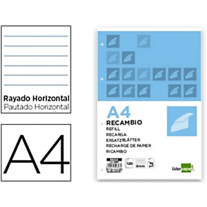 LIDERPAPEL Recambio de papel, A4, 100 hojas, 75 gr, Horizontal, sin margen, 4 taladros, bandas de 5 colores LIDERPAPEL Recambio de papel, A4, 100 hojas, 75 gr, Horizontal, sin margen, 4 taladros, bandas de 5 colores
