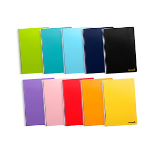 LIDERPAPEL Smart Cuaderno, espiral, A4, micro, tapa blanda, 80 hojas, 60 gr, cuadriculado 5 x 5 mm, doble margen, 4 taladros, colores surtidos LIDERPAPEL Smart Cuaderno, espiral, A4, micro, tapa blanda, 80 hojas, 60 gr, cuadriculado 5 x 5 mm, doble margen, 4 taladros, colores surtidos