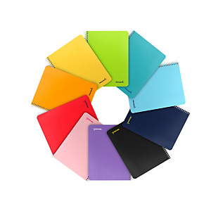 LIDERPAPEL Smart Cuaderno, espiral, Cuarto, tapa blanda, 80 hojas, 60 gr, cuadriculado 3 x 3 mm, con margen, colores surtidos LIDERPAPEL Smart Cuaderno, espiral, Cuarto, tapa blanda, 80 hojas, 60 gr, cuadriculado 3 x 3 mm, con margen, colores surtidos