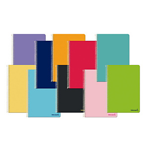 LIDERPAPEL Smart Cuaderno, espiral, Folio, tapa blanda, 80 hojas, 60 gr, cuadriculado 5 x 5 mm, con margen, colores surtidos LIDERPAPEL Smart Cuaderno, espiral, Folio, tapa blanda, 80 hojas, 60 gr, cuadriculado 5 x 5 mm, con margen, colores surtidos