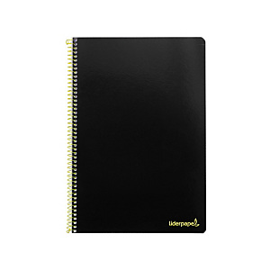 LIDERPAPEL Smart Cuaderno, espiral, Folio, tapa blanda, 80 hojas, cuadriculado 4 x 4 mm, con margen, negro LIDERPAPEL Smart Cuaderno, espiral, Folio, tapa blanda, 80 hojas, cuadriculado 4 x 4 mm, con margen, negro