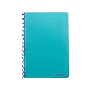 LIDERPAPEL Smart Cuaderno, espiral, Folio, tapa blanda, 80 hojas, cuadriculado 4 x 4 mm, con margen, turquesa LIDERPAPEL Smart Cuaderno, espiral, Folio, tapa blanda, 80 hojas, cuadriculado 4 x 4 mm, con margen, turquesa