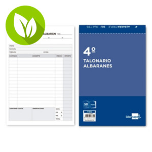 LIDERPAPEL Talonario preimpreso en castellano, Albarán 4º, cuarto original y DOS copias T315 LIDERPAPEL Talonario preimpreso en castellano, Albarán 4º, cuarto original y DOS copias T315