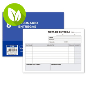 LIDERPAPEL Talonario preimpreso en castellano, Entregas 8º, octavo original T128 apaisado LIDERPAPEL Talonario preimpreso en castellano, Entregas 8º, octavo original T128 apaisado
