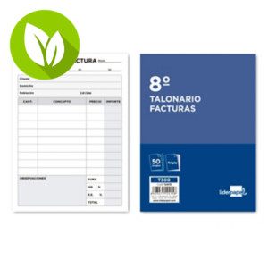 LIDERPAPEL Talonario preimpreso en castellano, Facturas 8º, octavo original y 2 copias T300 con I.V.A. LIDERPAPEL Talonario preimpreso en castellano, Facturas 8º, octavo original y 2 copias T300 con I.V.A.