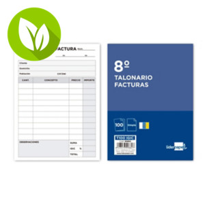 LIDERPAPEL Talonario preimpreso en castellano Facturas 8º, octavo original T100 con I.G.I.C. (Islas Canarias) LIDERPAPEL Talonario preimpreso en castellano Facturas 8º, octavo original T100 con I.G.I.C. (Islas Canarias)