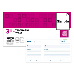 Liderpapel Talonario preimpreso en castellano de vale de caja 205 x 102 mm original 50 hojas
