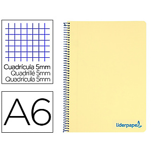 LIDERPAPEL Wonder Cuaderno, espiral, A6, micro, tapa plástico, 120 hojas, cuadriculado 5 x 5 mm, 4 bandas, amarillo LIDERPAPEL Wonder Cuaderno, espiral, A6, micro, tapa plástico, 120 hojas, cuadriculado 5 x 5 mm, 4 bandas, amarillo