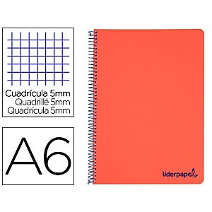 LIDERPAPEL Wonder Cuaderno, espiral, A6, micro, tapa plástico, 120 hojas, cuadriculado 5 x 5 mm, 4 bandas, rojo LIDERPAPEL Wonder Cuaderno, espiral, A6, micro, tapa plástico, 120 hojas, cuadriculado 5 x 5 mm, 4 bandas, rojo