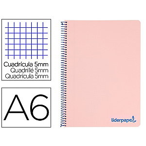LIDERPAPEL Wonder Cuaderno, espiral, A6, micro, tapa plástico, 120 hojas, cuadriculado 5 x 5 mm, 4 bandas, rosa LIDERPAPEL Wonder Cuaderno, espiral, A6, micro, tapa plástico, 120 hojas, cuadriculado 5 x 5 mm, 4 bandas, rosa
